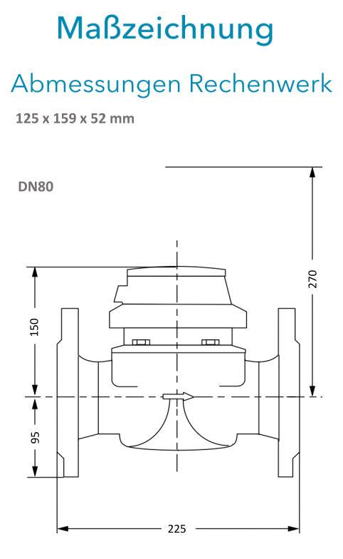 Sensus Kombinierter  WMZ PoTh-Set WPD FS130 qp 40 N DN80 L:225 H/FL PN16 150/6,0