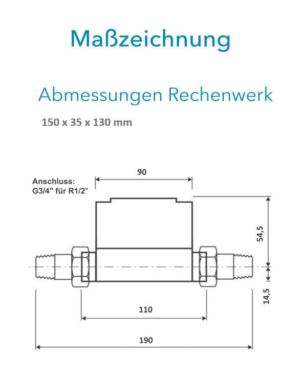 Sensus Kombinierter WMZ PoThF-Set PF130 Qp 0,6 B DN15 L:110 AG3/4" PN16 45/5,2