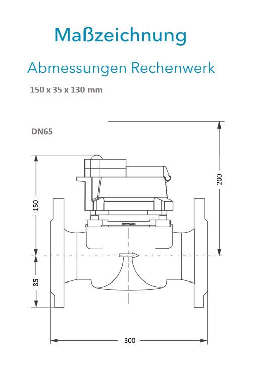 Sensus Kombinierter KMZ PoThF-Set FS 50 qp 25 B DN65 L:300 FL PN16 150/6,0 wM-Bus