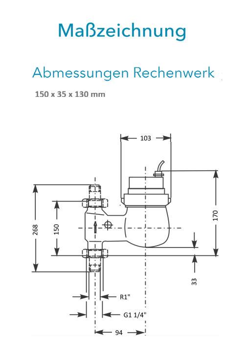 Sensus Kombinierter WMZ PoThF-Set AN130 qp 3,5 B DN25 L:150 S/AG1 1/4" PN16 100/6,0 wMBus