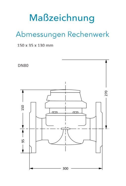 Sensus Kombinierter WMZ PoThF-Set WPD FSL130 qp 40 B DN80 L:300 H/FL PN16 150/6,0 wM-Bus