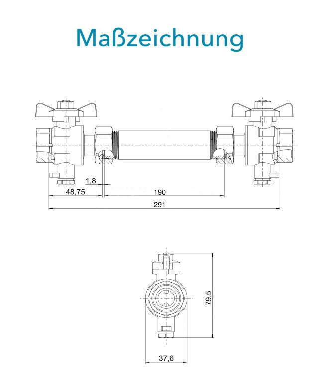 Sensus Kombinierter WMZ MID-Erstausrüster-Set DN20 L:190 AG1" PN16 45/5,2