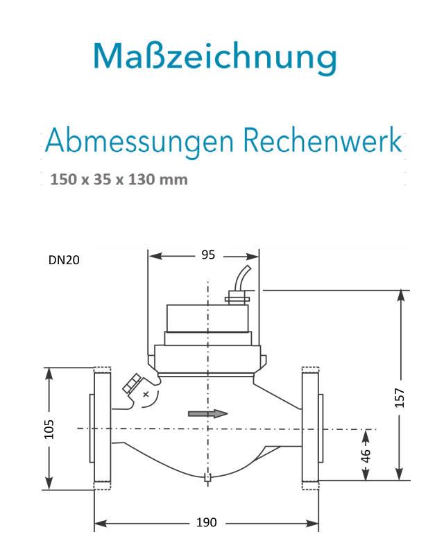 Sensus Kombinierter WMZ PoThF-Set AN130 qp 1,5 B DN20 L:190 H/FL PN16 100/6,0 wM-Bus