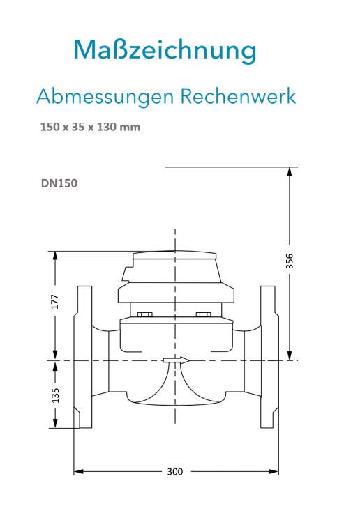 Sensus Kombinierter WMZ PoThF-Set WPD FS130 qp 150 B DN150 L:300 F,S/FL PN16 150/6,0 wM-Bus