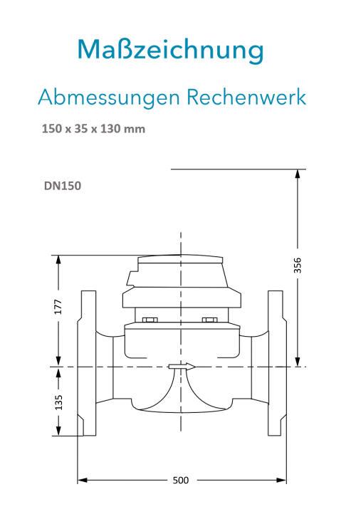 Sensus Kombinierter WMZ PoThF-Set WPD FSL130 qp 150 B DN150 L:500 F,S/FL PN16 150/6,0 wM-Bus