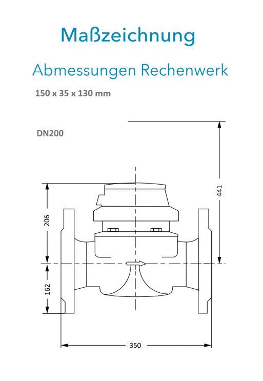 Sensus Kombinierter WMZ PoThF-Set WPD130 qp 250 B DN200 L:350 FL PN16 150/6,0 wM-Bus