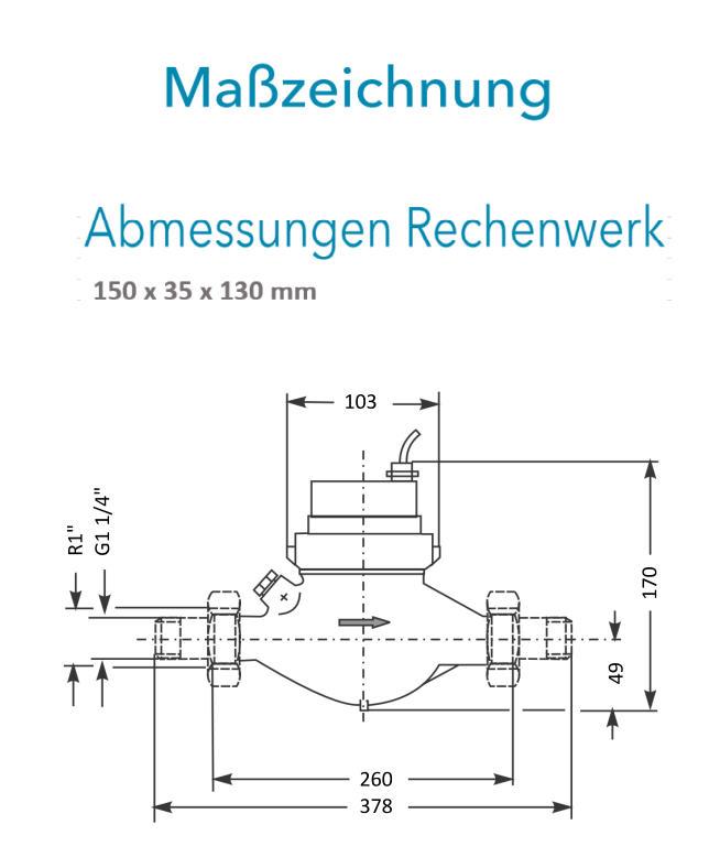 Sensus Kombinierter WMZ PoThF-Set AN130 qp 6 B DN25 L:260 H/FL PN16 100/6,0 wM-Bus