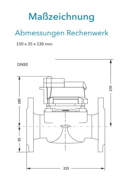 Sensus Kombinierter KMZ PoThF-Set FS 50 qp 60 B DN80 L:225 FL PN16 150/6,0 wM-Bus