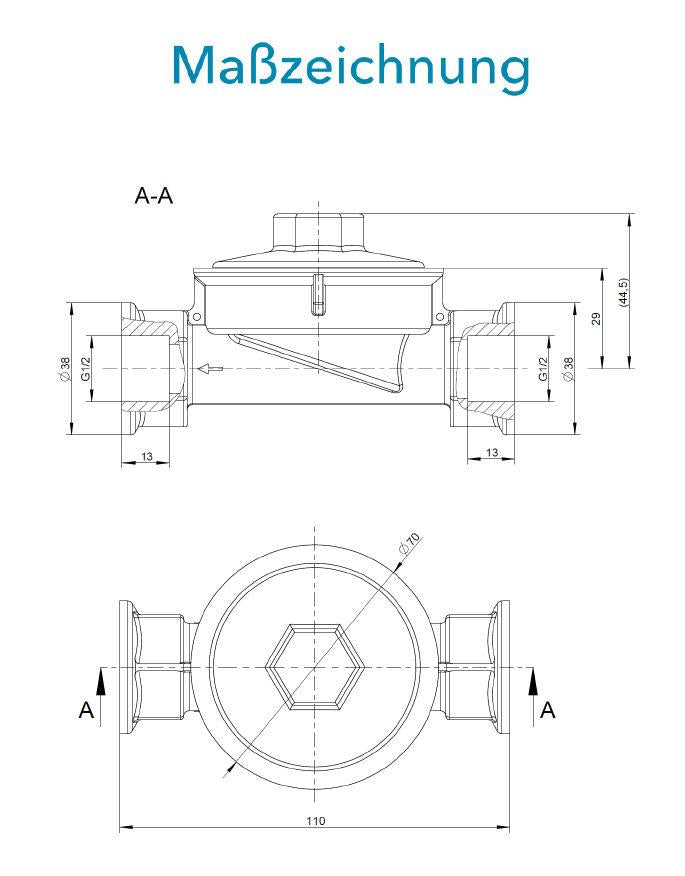 Sensus Wohnungswasserzähler WWZ Residia MUK UPG-Set RI DN15 L:110 IG1/2" PN16