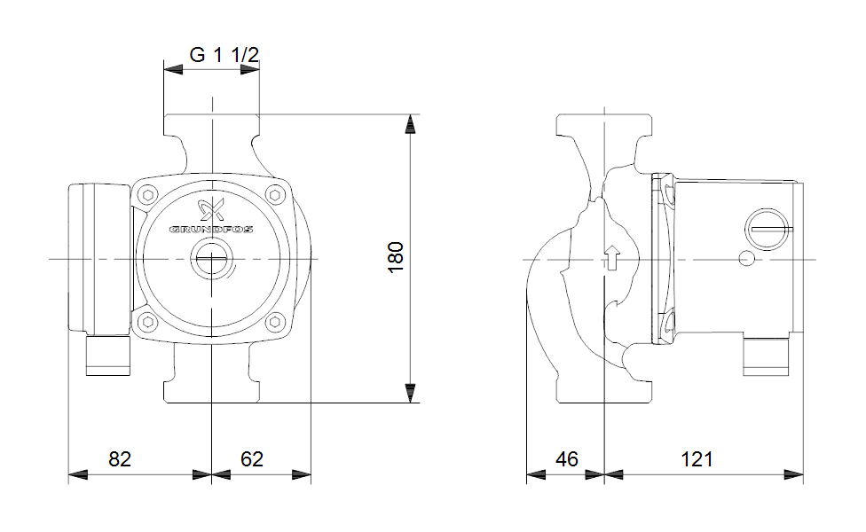 GRUNDFOS Nassläufer-Umwälzpumpe UPS 25-80 180 Art. 95906429 – Solarics GmbH