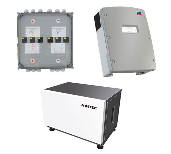 Solarics_AXITEC + SMA Solarspeicher AXISTORAGE LI 8S (3 STK./26,7 KWH) + 1X SI 6.0H LITHIUM-IONEN-ENERGY STORAGE SYSTEM SKALIERBAR