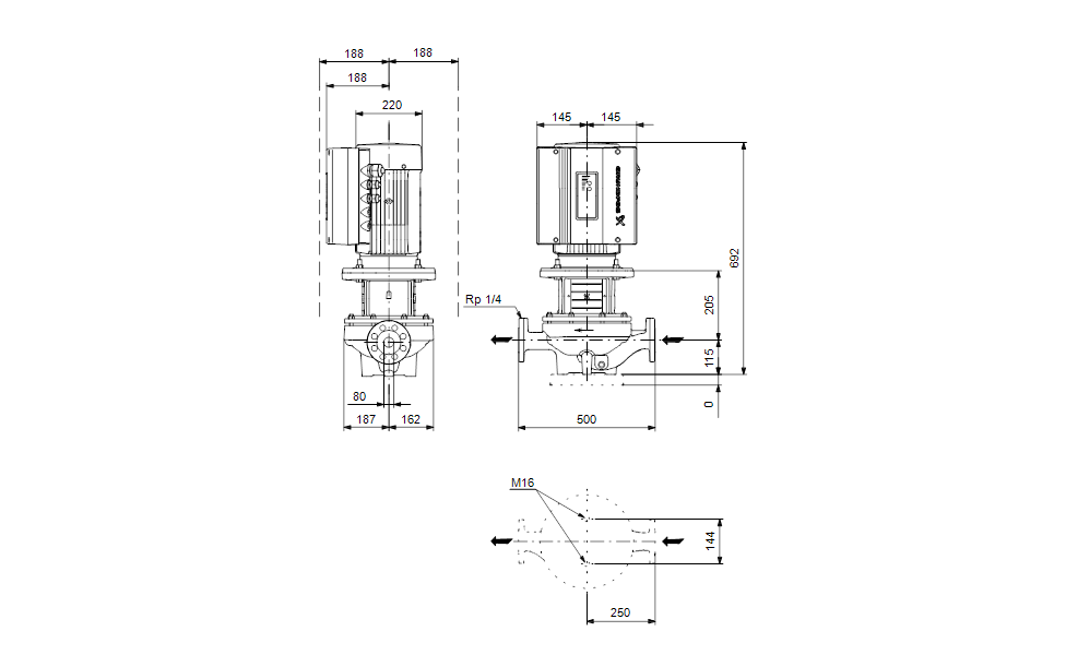 GRUNDFOS Einstufige Inlinepumpe TPE 80-170/4 A-F-A-BAQE Art. 96110171