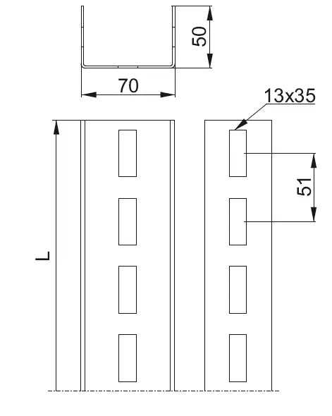 Baks U-Profil CT70H50/4NMC