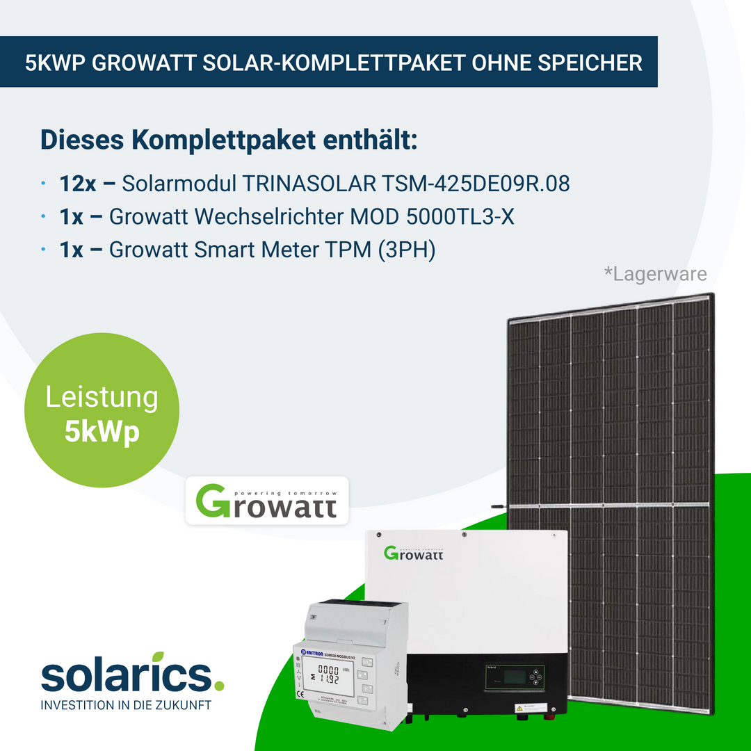 5kWp GROWATT Solar-Komplettpaket (ohne Speicher)