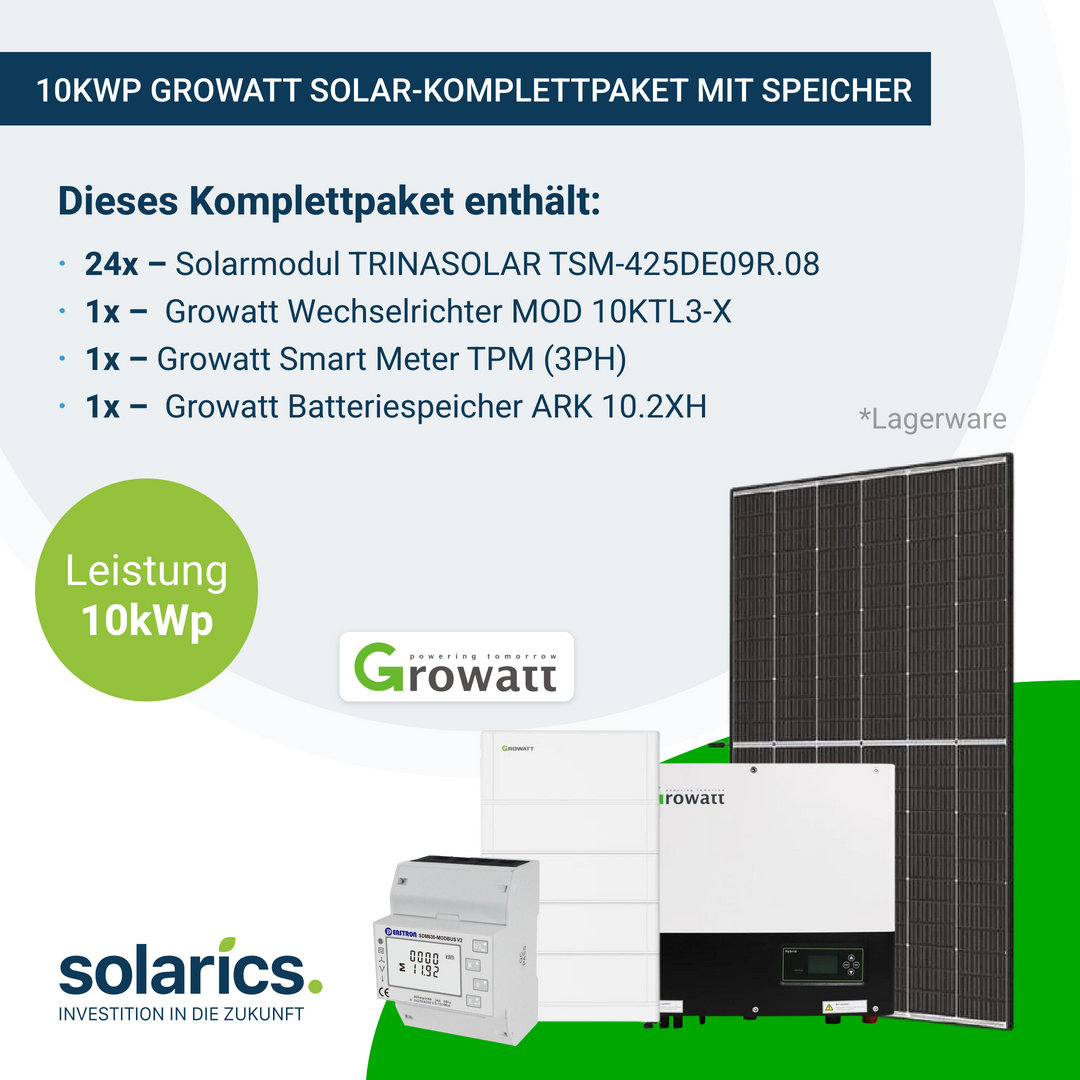 10kWp GROWATT Solar-Komplettpaket mit Speicher